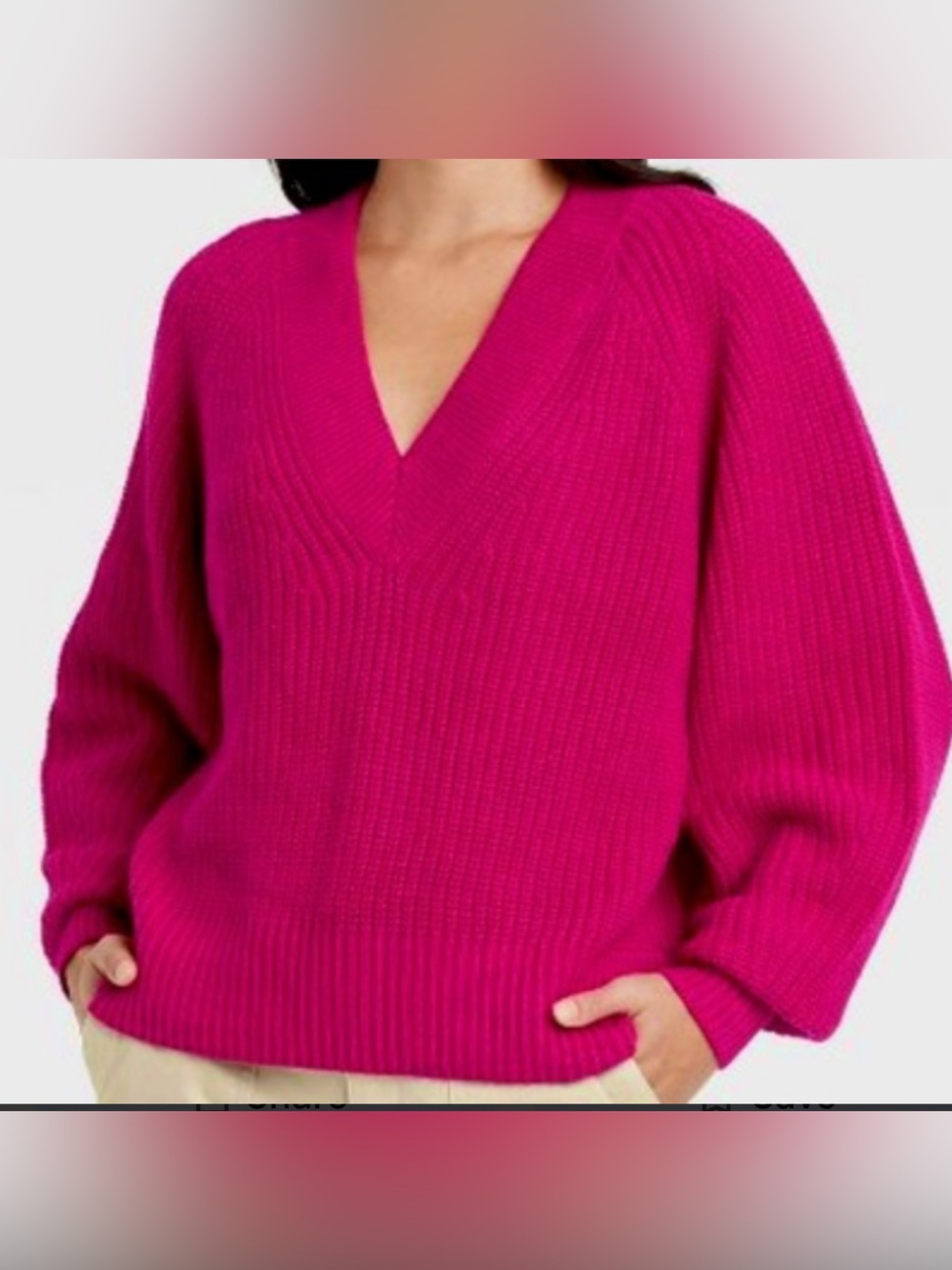 a new day V-Neck Shaker Hot Pink Sweater, size XL